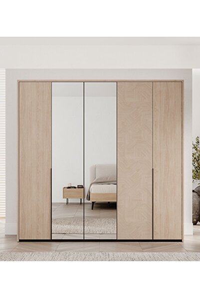 Enza Home Terra 5 Kapaklı Gardırop - Açık Meşe
