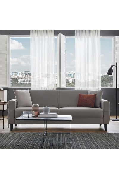 Enza Home Astera 3lü Yataklı Koltuk - Açık Gri