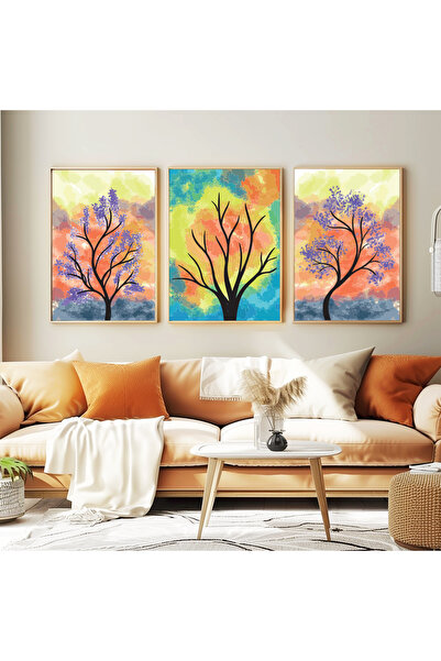 Generic Brand Pictură decorativă din 3 piese, cu cadru din lemn, pictură abst...