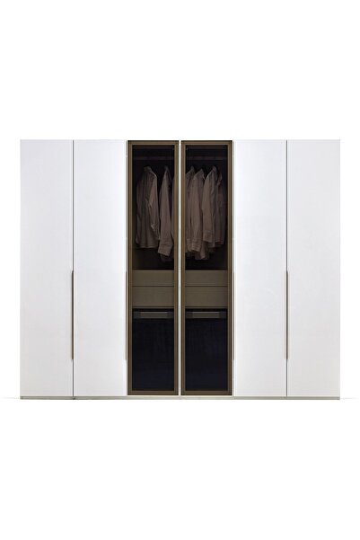 Enza Home Legato 6 Kapaklı Akordeon Gardrop - Beyaz