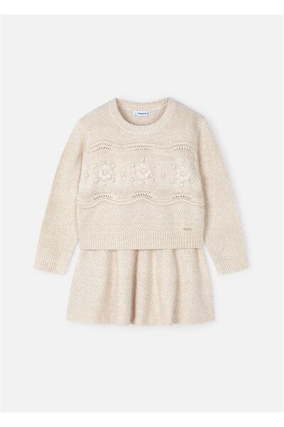 MAYORAL Kız Çocuk Bluz Etek Triko Takım Bej 4935