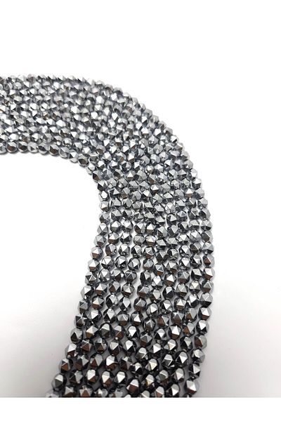 Yüksel Boncuk 6 Mm Silver Colored Hematite - Prism Cut Natural Stone Array