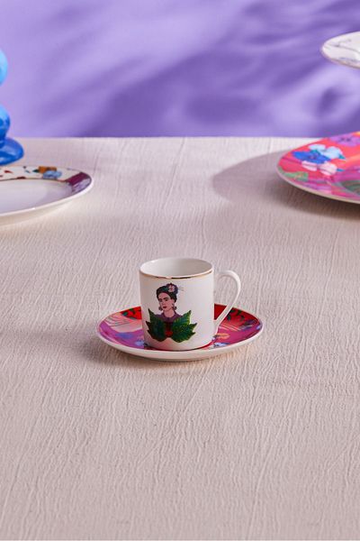 Karaca Frida Red Coffee Cup and Saucer - 90 ml