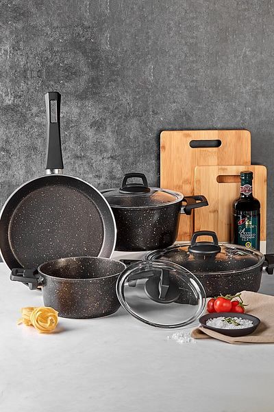 Karaca Biogranit Blackgold V1 7-teiliges Kochgeschirr-Set