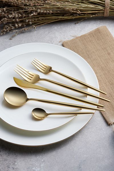 Karaca Jupiter Shiny Gold – 60-teiliges Besteckset für 12 Personen mit Box