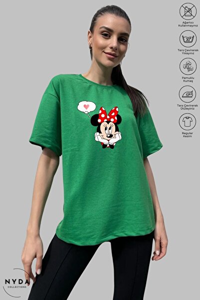 Nyda Collections Tricou cu mânecă scurtă cu imprimeu Mickey Mouse, din bumbac...