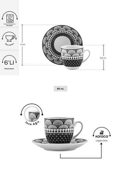 Karaca Aysel 6-Person Coffee Cup Set 85 ml
