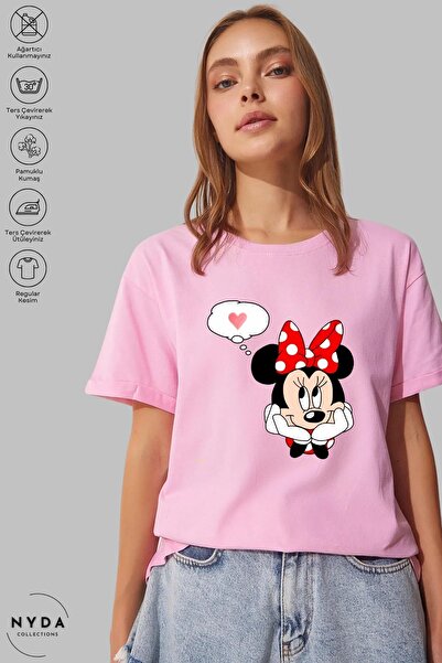 Nyda Collections Tricou cu mânecă scurtă cu imprimeu Mickey Mouse, din bumbac...