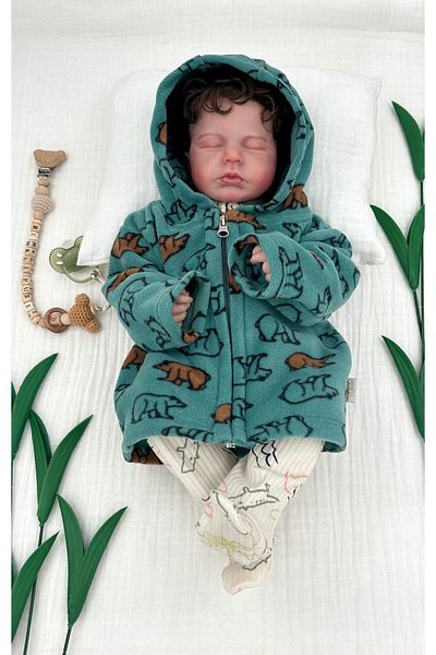 PATSAN Green Hooded Baby Fleece Cardigan