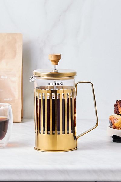 Karaca 600 ml French Press Stripe Borosilicate Glass