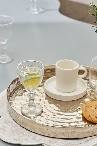 Karaca Ronda Platinum Rimmed Set of 6 Coffee Cups