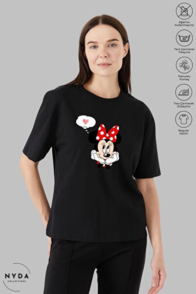 Nyda Collections Tricou cu mânecă scurtă cu imprimeu Mickey Mouse, din bumbac...