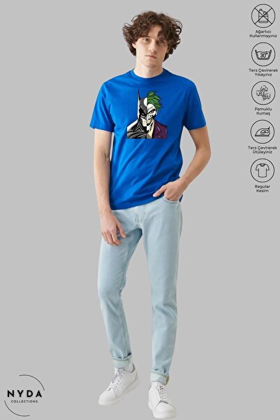 Nyda Collections Ανδρικό μπλουζάκι με κοντό μανίκι από βαμβάκι με στάμπα Batm...