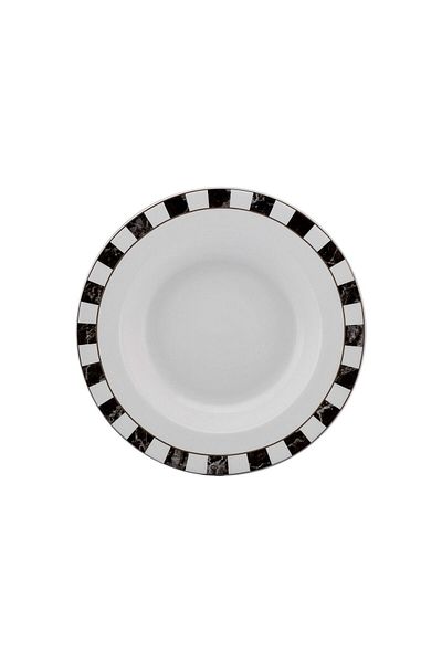 Karaca Checkered Porcelain Pit Striped Plate 22 cm