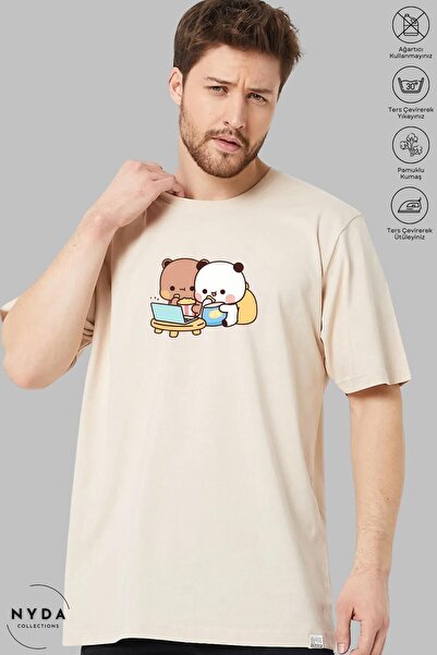 Nyda Collections Tricou oversize din bumbac unisex cu imprimeu ursuleț - deco...