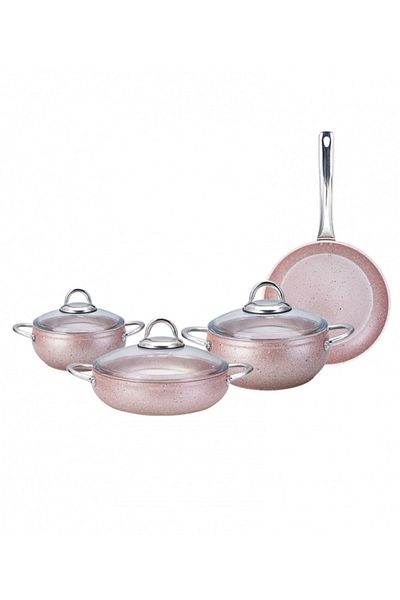 Karaca Avanos Rose Bio Granite 7 Piece Cookware Set