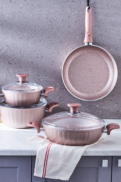 Karaca Dream Bio Granite 7 Piece Cookware Set Rose