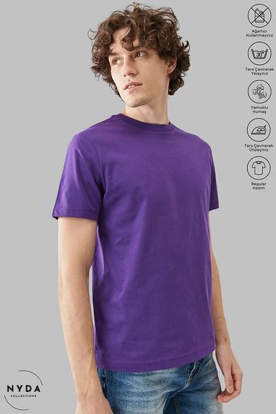 Nyda Collections Βαμβακερό κοντομάνικο μπλουζάκι Unisex Oversize Crew Neck