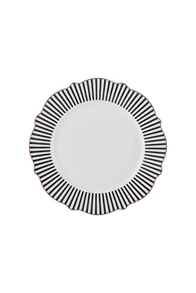 Karaca New Romantic Black Pinstripe Cake Plate - 21 cm