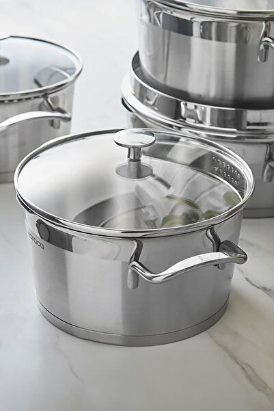 Karaca Vapor Induction Based 8 Piece Steel Cookware Set with Strainer