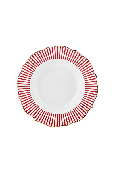 Karaca New Romantic Red Pinstripe Pit Saucer 24 cm