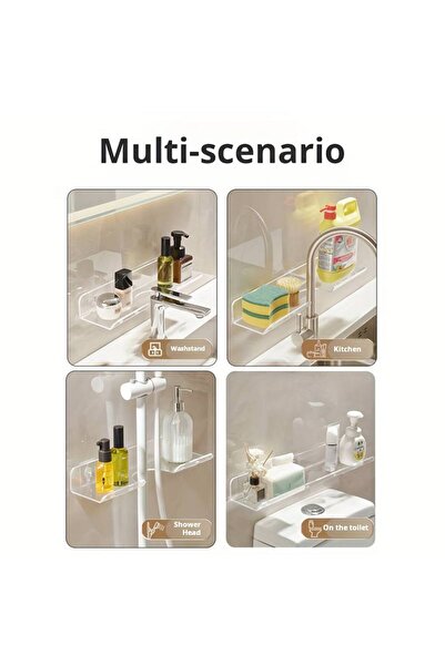 Trend Pleksi Musluk Önü Lavabo Raf (ŞEFFAF)