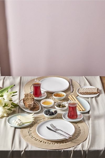 Karaca Cordelia Mint Porcelain 26 Piece Breakfast Serving Set for 6 Persons