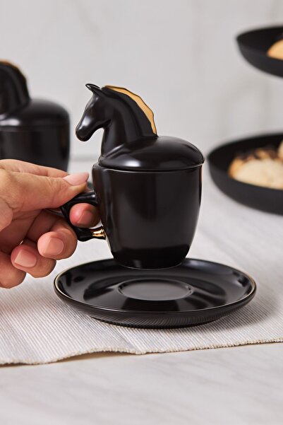 Karaca Black Horse 2-Person Coffee Cup Set 90 ml