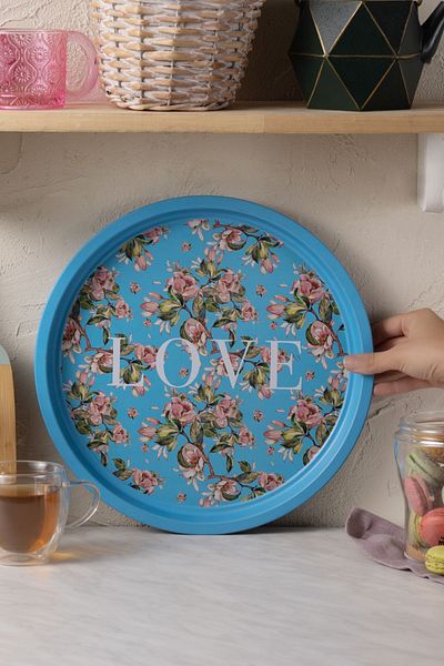 Karaca Love Metal Round Tray 35 Cm