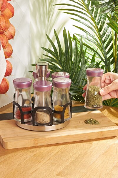 Karaca 7 Piece Glass Ocha Purple Spice Set - Round