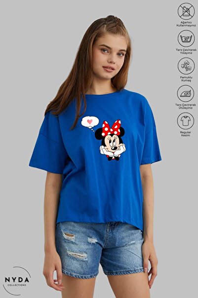 Nyda Collections Tricou cu mânecă scurtă cu imprimeu Mickey Mouse, din bumbac...