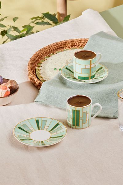 Karaca Kiva Green 2-Person Coffee Cup Set 80 ml