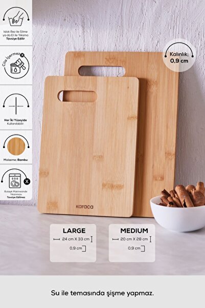 Karaca Maya 2'li Bambu Kesme Tahtası 28/33 Cm