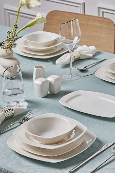 Karaca Square Bone Salus 53 Parça 12 Kişilik Yemek Takımı