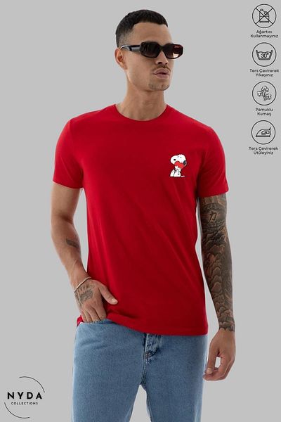 Nyda Collections Unisex Crew Neck Snoopy Printed Cotton Oversize Short Sleeve T-Shirt