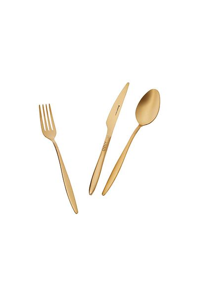 Karaca Laurel Matte Gold 42 Pieces 6 Person Boxed Cutlery Set
