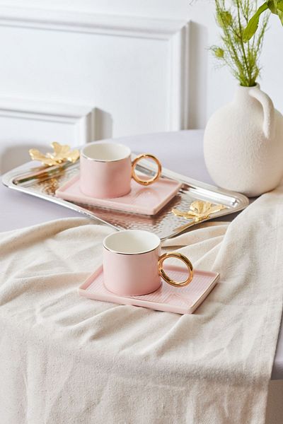 Karaca Soho Pink Coffee Cup Set for 2 People 80 ml