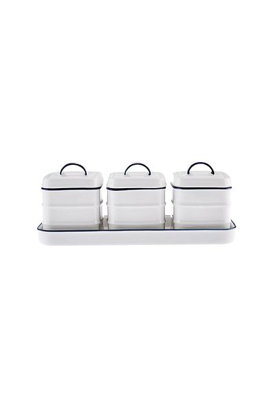 Karaca Deny Line 3-Piece Spice Set with Silicone Lid and Stand