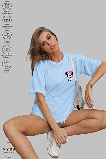 Nyda Collections Tricou cu mânecă scurtă cu imprimeu Minnie Mouse, din bumbac...