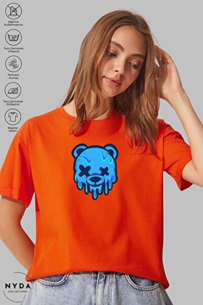 Nyda Collections Unisex pamučna majica sa širokim izrezom - sa printom ledene...