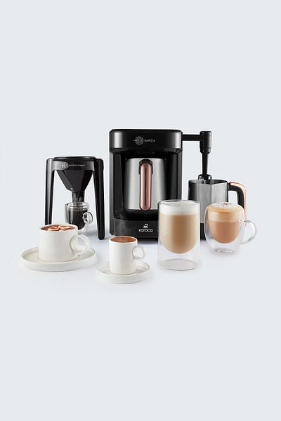 Karaca Hatır Barista Steel Cappuccino and Turkish Coffee Machine Rosegold