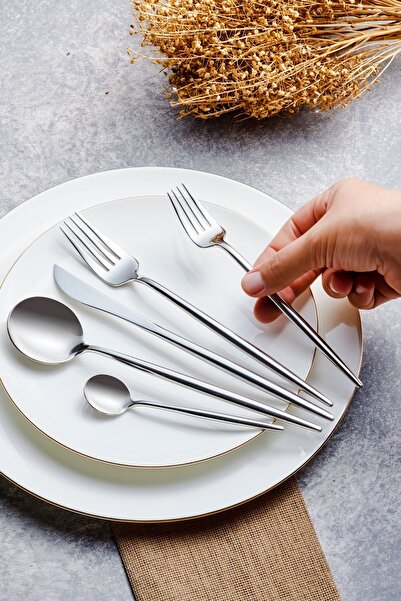 Karaca Jupiter Platinum 60 Piece Boxed Fork Spoon Knife Set for 12 Persons