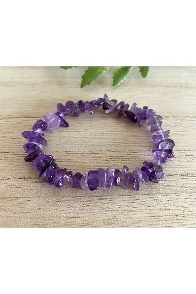 Stoneday Purple Amethyst Natural Stone Gold Detailed Bracelet