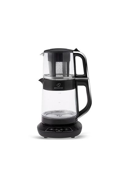 Karaca Çaysever 3-in-1-Teemaschine aus Glas mit sprechendem Tee, Wasserkocher und Wasserzubereitung, 1700 W, Chrom