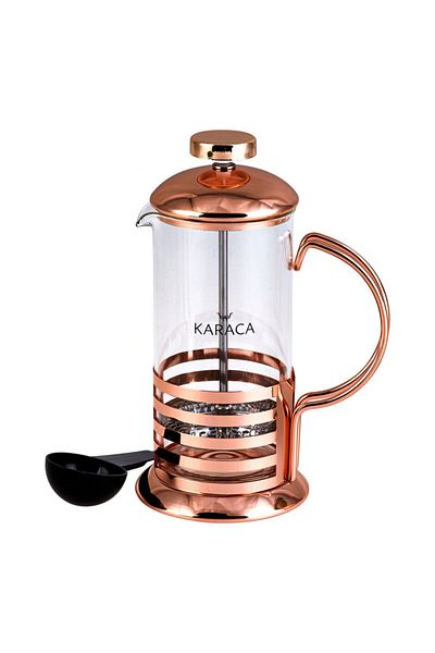 Karaca 350 Ml Bronze Linear French Press Glass - Coffee Bean Borosilicate