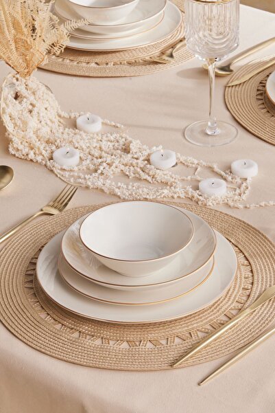 Karaca Forever Bone Vera 24 Parça 6 Kişilik Yemek Takımı Gold