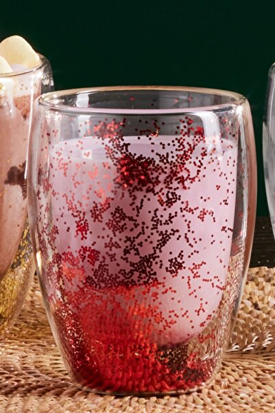 Karaca Pia Çift Cidarlı Red Glitter Su Bardağı 350 Ml