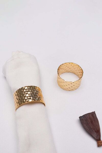 Karaca Home مجموعة حلقات منديل ذهبية مكونة من قطعتين من ماركيلو