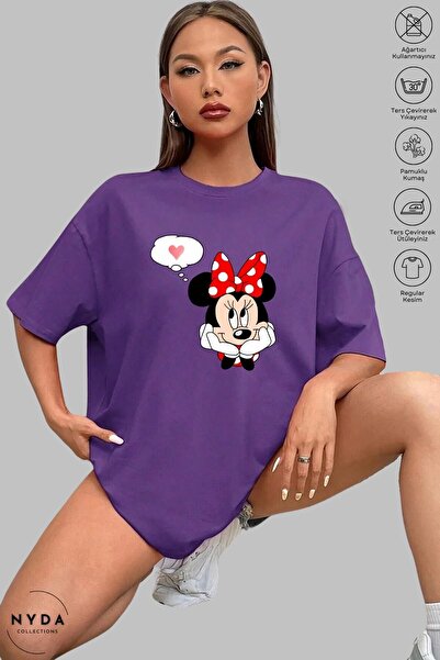 Nyda Collections Γυναικείο κοντομάνικο μπλουζάκι με στάμπα Mickey Mouse από β...