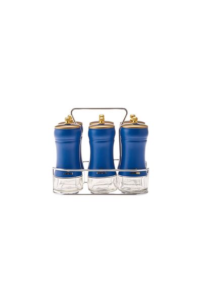 Karaca Blue Berry 7 Piece Square Glass Spice Set